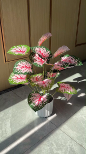 70~80cm Realistic 12 Leaf Artificial Tropical Plant with Multiple Pot Choices Low Maintenance Faux Greenery for Living Room Office Cafe Tabletop Ornament