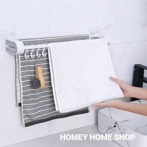 ราวแขวนติดผนังอเนกประสงค์ (ฟรีตะขอแขวน4ชิ้น) ติดแน่น ไม่ต้องเจาะ รับน้ำหนักได้เยอะ แข็งแรง