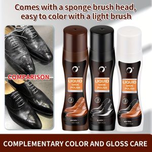 1pcs Liquid Shoe Polish with Brush HeadAvailable in Three Colors Neutral Brown Black Leather Care Cleaning Liquid Shoe Polish