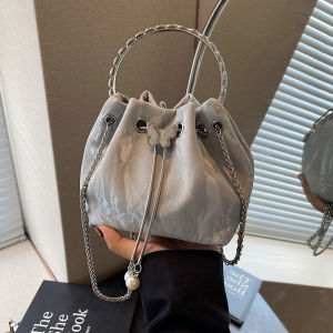 Korean Style Versatile Bucket Bag Womens Crossbody Chain Handbag Autumn Winter New Small Niche Design Soft PU Leather Bag