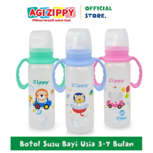 AGI ZIPPY Botol Susu Bayi 240 ML Dot Silicone Standard Baby Bottle With Handle BPA Free ZIP-OK-215 3-7 Bulan