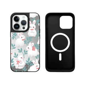 Black Snake King Cute Rabbit Mirror Phone Case Magnetic Absorption Compatible with Apple 17ProMax New iPhone 16ProMax Anti-Fall Protection for 15ProMax Cover 14/13