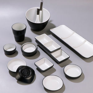 Commercial Grade Melamine Dinnerware Set Japanese Style Two-Three Grids Integrated Ceramic Dish for Barbecue Restaurant