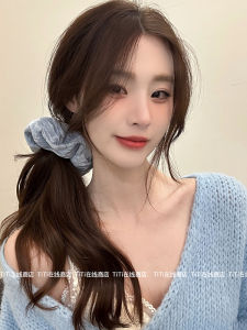 ยางรัดผมผ้ากำมะหยี่สีชมพูและน้ำเงินสำหรับฤดูใบไม้ร่วงและฤดูหนาว ยางรัดผมสไตล์เกาหลี ยางรัดผมสำหรับผู้หญิงที่มีสไตล์