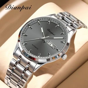 Đồng Hồ Cơ Tự Động Cao Cấp Dianpai Dành Cho Nam Chất Liệu Thép Không Gỉ Hiển Thị Dạ Quang Có Lịch Chống Nước Đèn Ban Đêm