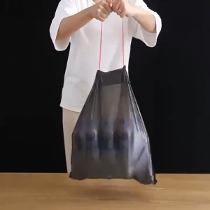 Home2U🏡 Drawstring Plastic Garbage Bag 45cmx45cm15pcs/Roll Garbage Bag With Automatic Closing Rope Plastik Sampah Garbage Plastic Bag 45X45cm Pe Extra Thick Type Drawstring Home Trash Bags Plastik Tong Sampah Bertali Tambah Tebal