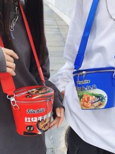 Creative Red-Braised Beef Noodle Single Shoulder Bag New Classic Barrel-Shaped Convenient Noodle Crossbody Bag Storage Gift Birthday Gift