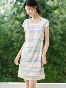MOHANYIMEI | Summer New Style Elegant Resort Lace Flutter Sleeve Dress