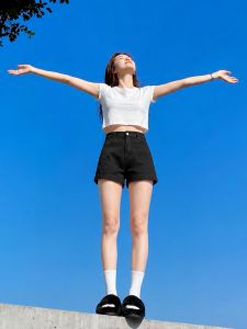 V.C.I | Slim High Waist A-Line Jean Shorts for Petite and Pear Shape Women