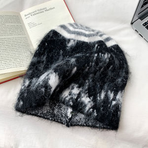 Korean Style Magazine Winter Knitted Large Circumference Turtleneck Warm Face Slimming Hat Street Style round Top Cap