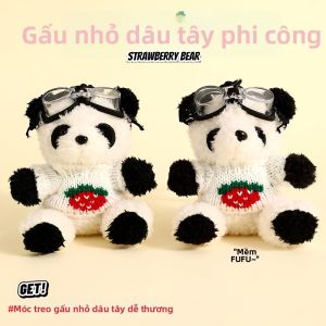 JIUJI | Đồ Chơi Bông Gấu Panda Kiểu Dáng Tương Tự Zhang Jie Dâu Tây