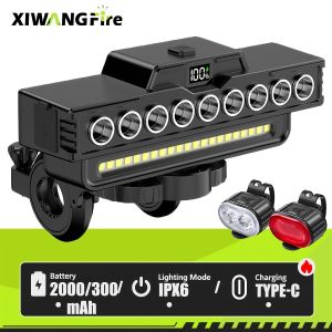 9 Beads Bicycle Head Light Type-C Rechargeable MTB Bikes Highlight Horn Front Light Cycling Accessories for Night Riding Safety