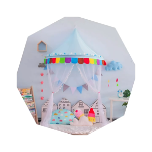 Local Stock Colorful Rainbow Dome Mosquito Net Tent for Kids - Half-Round Reading Corner Decorative Canopy with Tassels