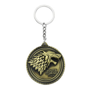 Bandai | Winter Is Coming House Stark Wolf Head Badge Key Chains Pendant Ice And Fire Keyring Llaveros Of Movie Gifts