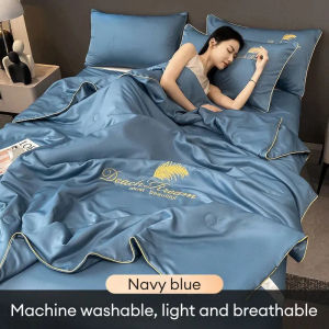 CTH Quilt Ice Silk Summer Satin Soft Silk Solid Blanket 100% Cool Feeling Single/Queen/King  Machine Washable Air Conditioning Quilt