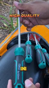 ISKU Obeng Plus Minus Magnet Obeng Gagang CR-V Karet Screwdriver Komplit Obeng