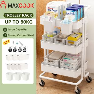 Maxcook 3 Tier Trolley Cart Organizer Utility Trolley Carbon Steel Cart Utility Trolley Cart for Baby Organizer Storage
