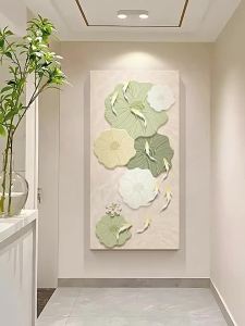 Long time no see home decor | Feng Shui Nine Fish Decorative Painting Vertical Sandstone Texture For Entryway Corridor