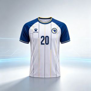 Kelme | Nam Xanh Trắng Thiết Kế Áo Đi Xe Đạp Bosnia Herzegovina Áo Bóng Đá Mùa Hè Thoáng Khí Nhanh Khô Áo Thun Cổ Tròn Tay Ngắn