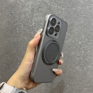 Dele Metal Frosted Magnetic Absorption Phone Case for Apple 15 pro Max Full Lens Protection Frame Shockproof Heat Dissipation