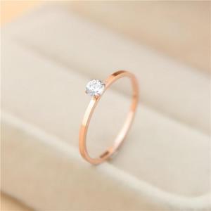 Korean Style Four Claw Simulated Diamond Rose Gold Ring