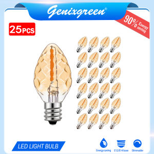 25 Packs C7 Replacement LED Light Bulbs E12 E14 Mini Candelabra Edison Bulb Energy Saving 0.5W Replaces 5W Incandescent Bulbs Retro Warm White Led bulb lights for ceiling