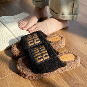 ผู้หญิง ผ้าฝ้าย รองเท้าแตะ Indoor Outdoor นุ่ม ด้านล่าง อุ่น Plush Slip-On กันลื่น รองเท้าแตะบ้าน 2024 รูปแบบใหม่ ลำลอง รองเท้าแตะ