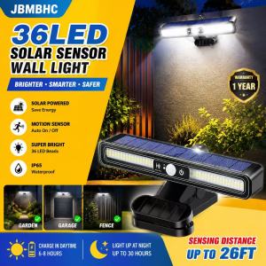 JBMBHC Solar Motion Sensor LED Lamp Waterproof Garden Landscape Outdoor Clip Lamp Adjustable Angle 3 Modes Wall Stair Hanging Light