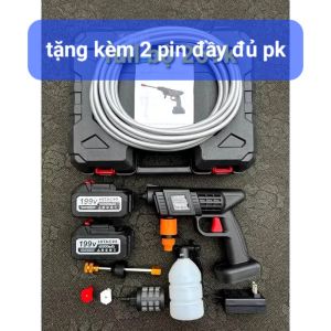 máy rửa xe chạy pin ( tặng kèm 2 pin )