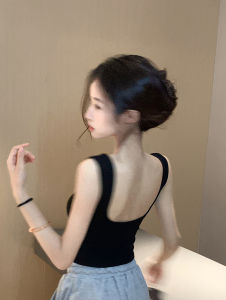 Gợi Cảm Plus Kích Thước Màu Nguyên Chất Phong Cách Hàn Quốc Slim Fit Bể Cho Nữ Chiều Dài Ngắn Sợi Viscose Và Chất Liệu Co Giãn Spandex