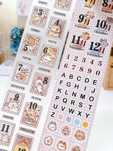 Adorable Animal Stamp Sticker Roll Cute Bear Bucci Family Postage Date Mail Art Craft Supplies Paper Tape Width 6cm