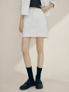 FAMANXUAN | Versatile White Jean A-line Mini Skirt