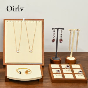 Oirlv Giá trưng bày trang sức gỗ Bộ nhẫn đựng Bông tai chủ Vòng tay khay sắp đặt vòng cổ