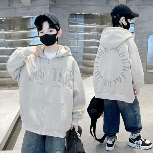 Cool Boys Spring Autumn Baseball Jacket for Kids Trendy Streetwear Style Hooded Zipper Closure Casual Outerwear for Boys