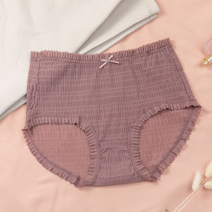 Plus Size Womens Lace Underwear Mid-Waist Thin Briefs Seamless Breathable Ladies Panties Nylon Fabric
