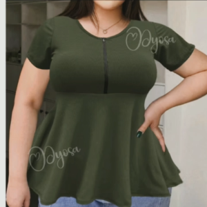 Plus size Peplum style Tops with zippwe (Maggie)