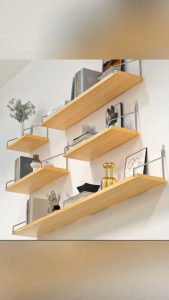 HTF Wall Mounted Iron Wooden Storage Rack TV Wall Hanging Storage Shelf Rack for Home Living Room Decor