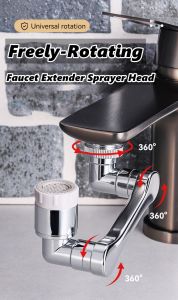 Universal Rotation Faucet Extender Sprayer Head Faucet Aerator Swivel Robotic Arm Water Filter Sink Water Tap Bubbler Sink Fit