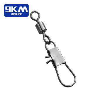 50-100Pcs Stainless Steel Fishing Rolling Swivel with Locking Snap Button High Strength Interlock Snap Swivel