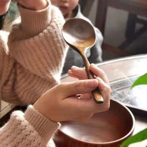 Dried Rice People Dedicated Spoon South Korea Internet Celebrity Eat and Broadcast Long Wooden Spoon Japanese Eating Spoon Oversized Wooden Spoon Soup Drinking Spoon