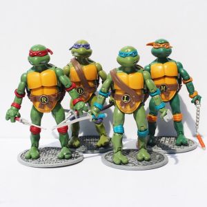 Bandai | Classic 4-Style Ninja Turtles Collectible Models with Base Retro Figurines Display Piece