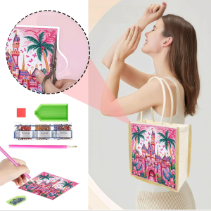 1 Túi Tranh Kim Cương Họa Tiết Lâu Đài Chất Liệu Vải Canvas Ngày Lễ Tạ Ơn Quà Tặng Có Thể Hoán Đổi Cho Nhau