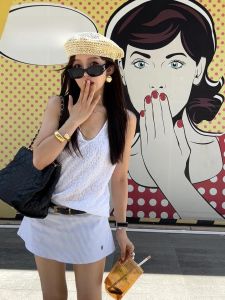 Nabi Cool Vertical Stripes Miniskirt Slim Looking Easiest for Match Low Waist A- line Culottes Casual Minimalist Mini Skirt