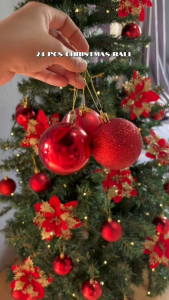 24 Pcs 6cm Gold Red Metallic Plastic Ball Xmas Balls Set Ornament for Christams Tree Decor Christmas Balls Decorations Home Hanging Decorative Balls