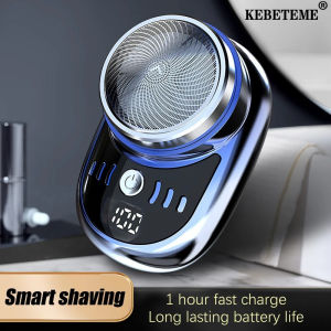 KEBETEME Mini Electric Shaver Digital Display Washable Beard Trimmer Portable Rechargeable Mens Razor