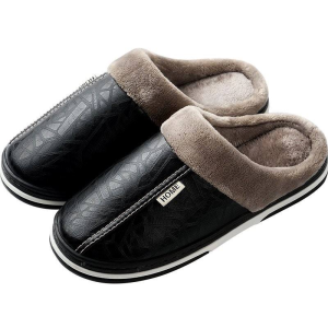 Dép Bông Mùa Đông Cỡ Lớn Cho Nam 45 47 48 Chống Trượt Ấm Áp PU Chống Thấm Nước Dép Cotton Nam