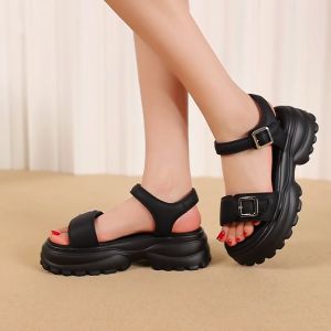 FGMM Sandal Wedges Wanita kekinian Hak Tinggi Sendal Wanita Korea Tali Simple Elegant Mewah Ringan