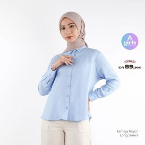Aerostreet Kemeja Rayon Panjang Hikaru Sky Blue Terang Woman QEBAA
