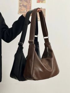 Moocha Womens Retro Soft Leather Tote Bag Crossbody Bag Large Capacity Single Shoulder Bag Casual Pure Color Korean Style