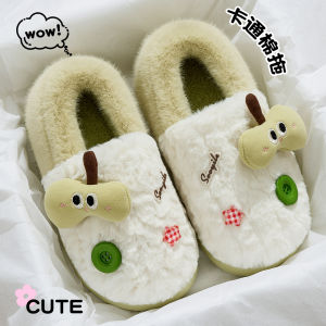 Dép Bông Đế Dày Mùa Đông Cho Nữ 2025 Dép Bông Lông Cừu Lót Lông Cừu Trong Nhà Chống Trượt Đế Dày Ấm Áp Cho Nữ